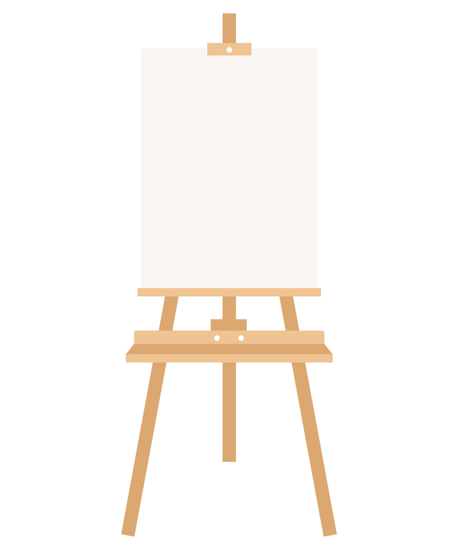 Wooden easel with canvas isolated on a white background. Art supplies