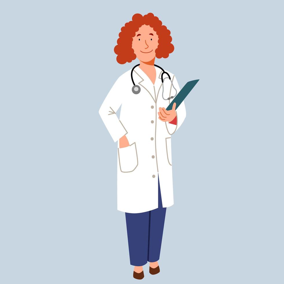 el personaje de una doctora europea de cuerpo entero. vector