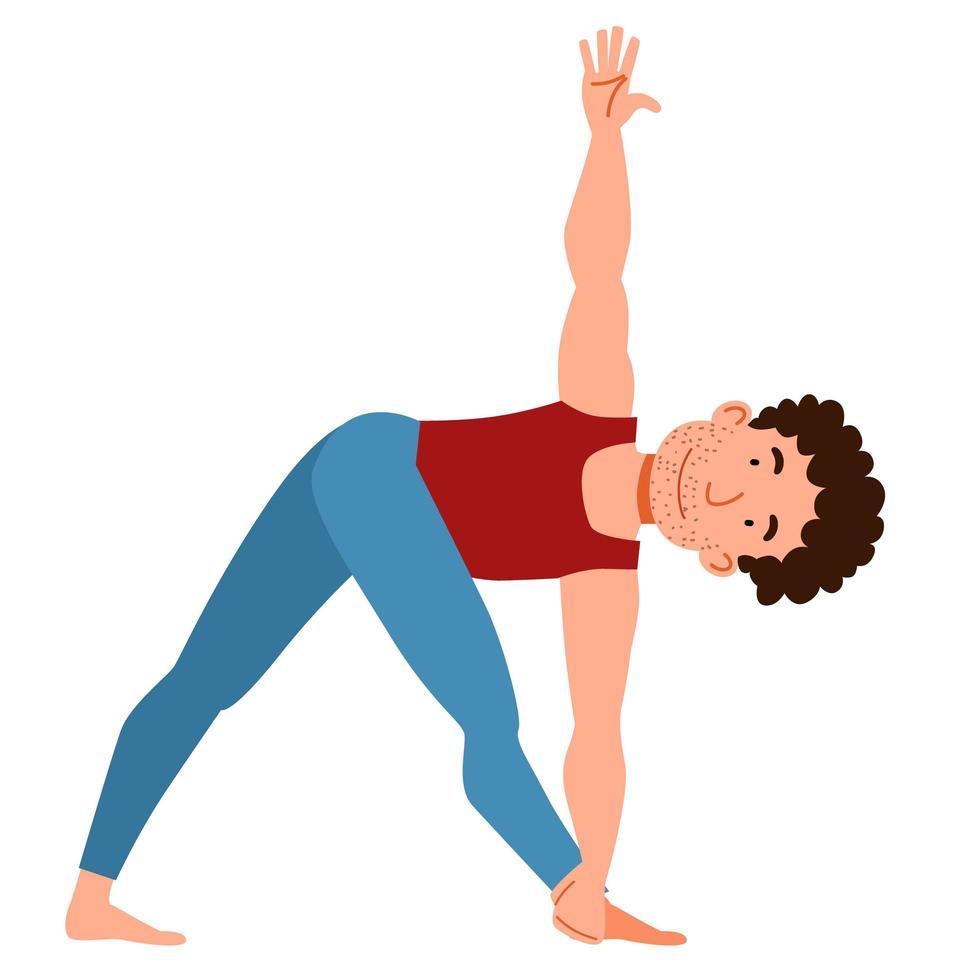 man doing yoga. Slender guy in pose on a white background. vector