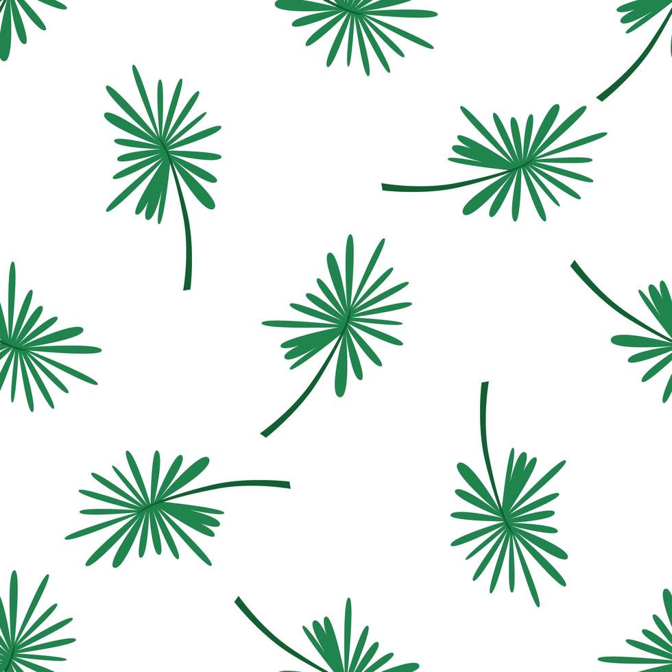 Seamless pattern of green leaves. Vector elements on a white background in a flat style.