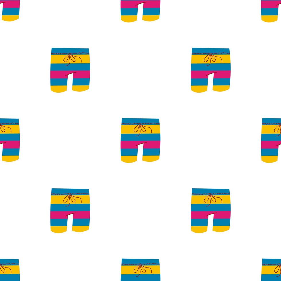 Striped shorts on a white background. Vector flat illustration of beach accessories for summer holidays.