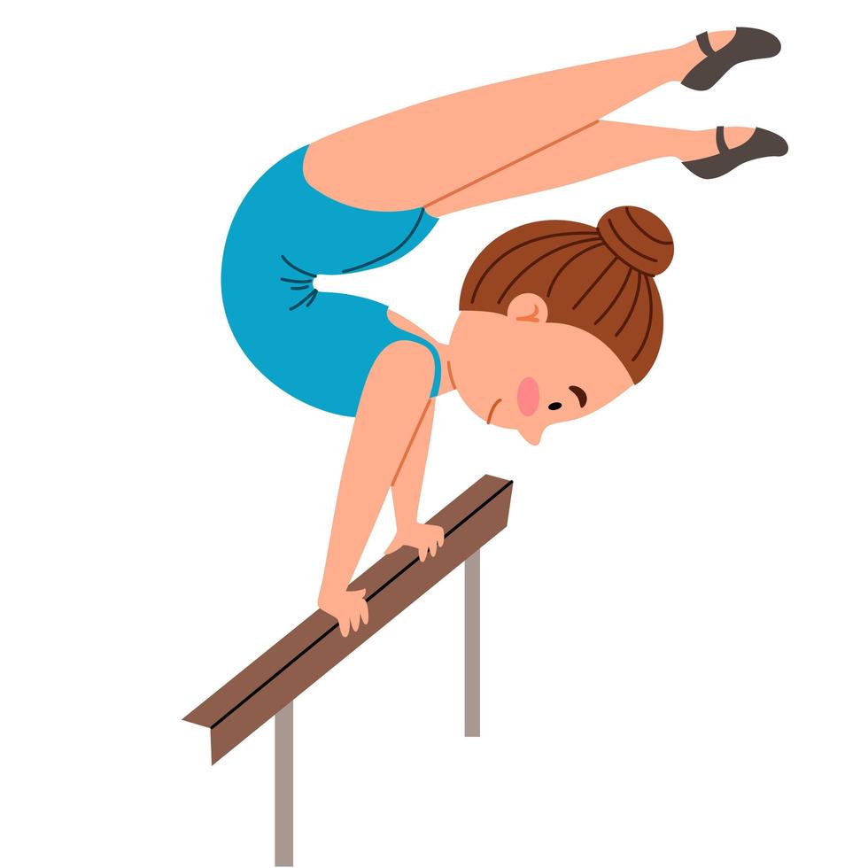 los niños es la gimnasia deportiva. parada de manos en la pose de escorpio. la chica se dedica a las acrobacias. vector