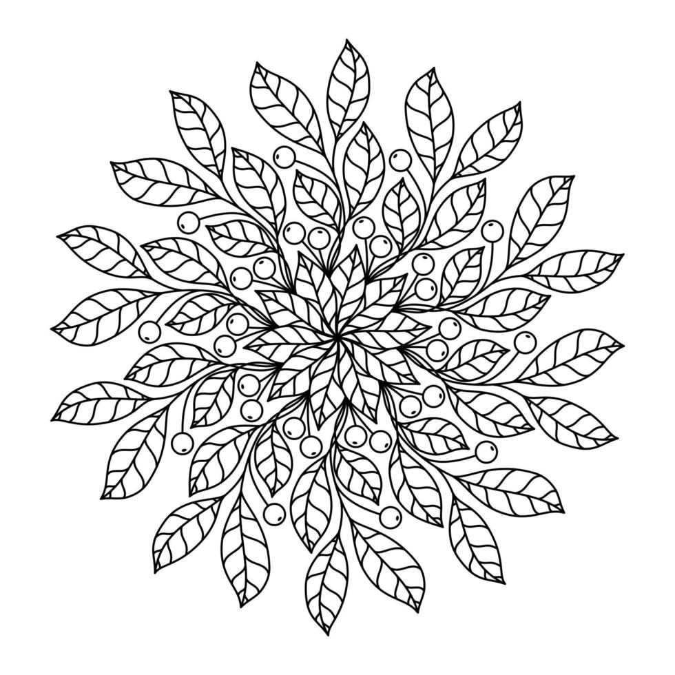colorante vectorial en forma de mandala de planta redonda vector
