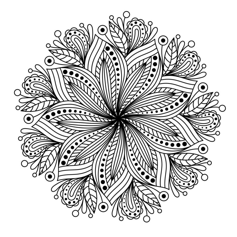 colorante vectorial en forma de mandala de planta redonda vector