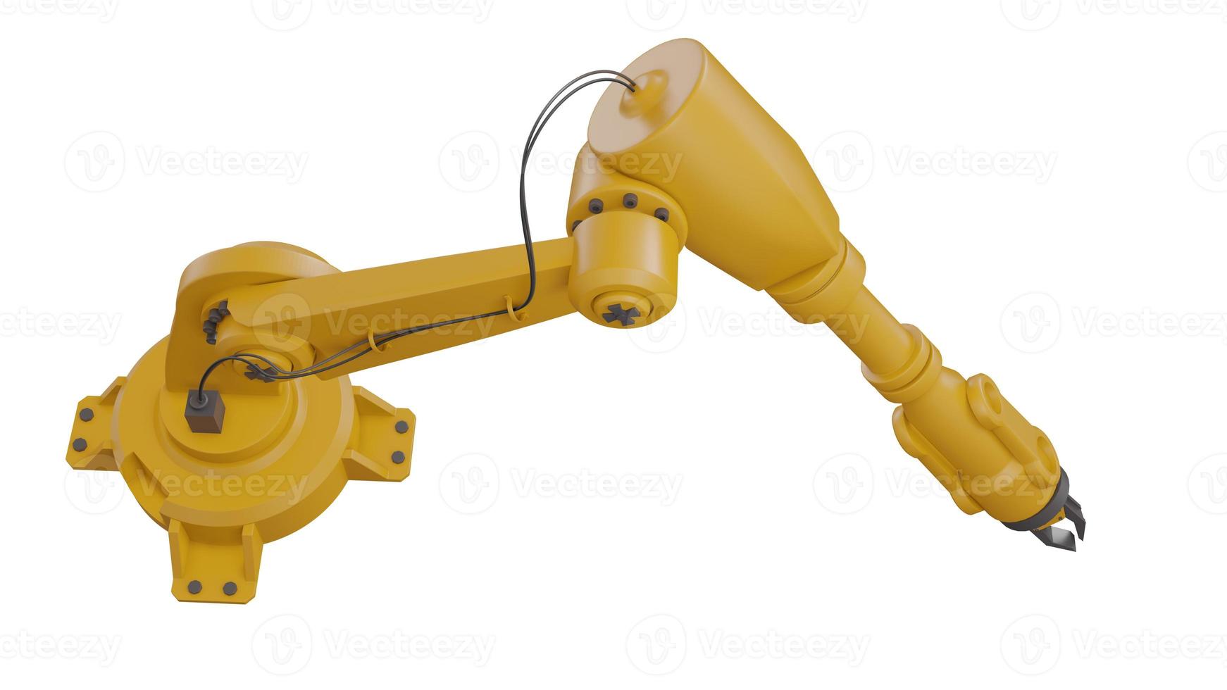 Different industrial robots isolated on white background 3d rendering white robotic arm with blank space on white background photo