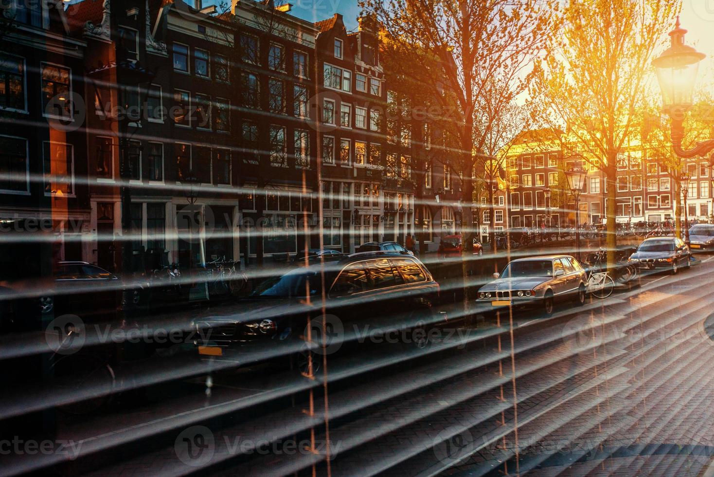 Beautiful night in Amsterdam.  illumination of buildings an photo
