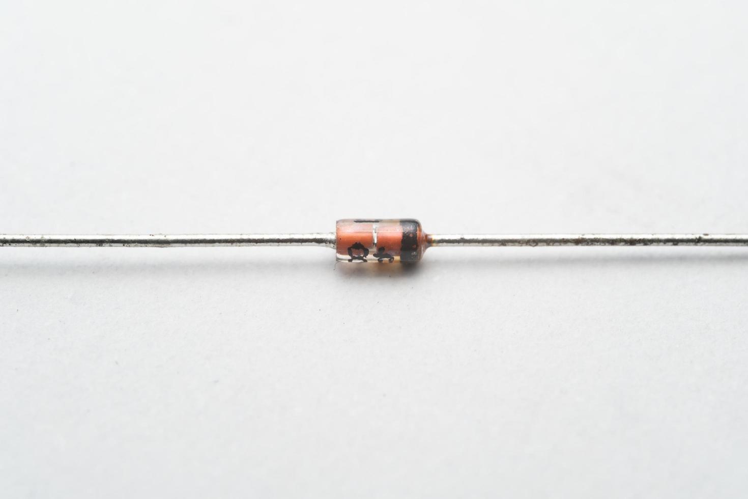 Close up of zenor diode isolated on white background. A zener diode on the white photo