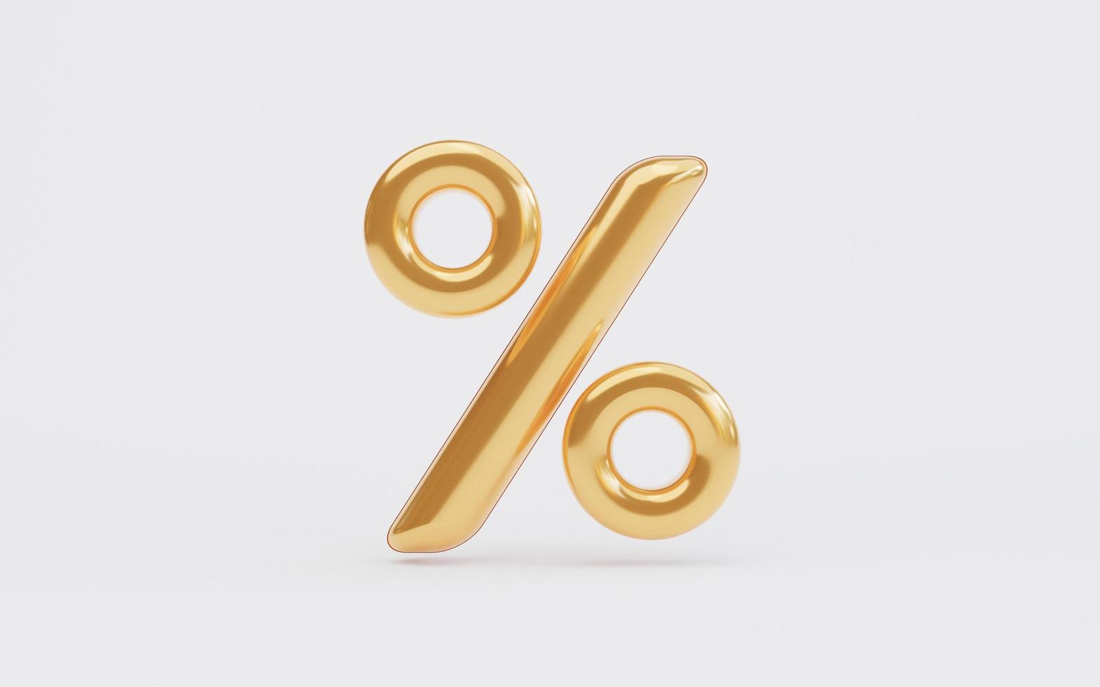 Isolate of golden percentage sign symbol on yellow for discount, sale promotion concept by 3d render. photo