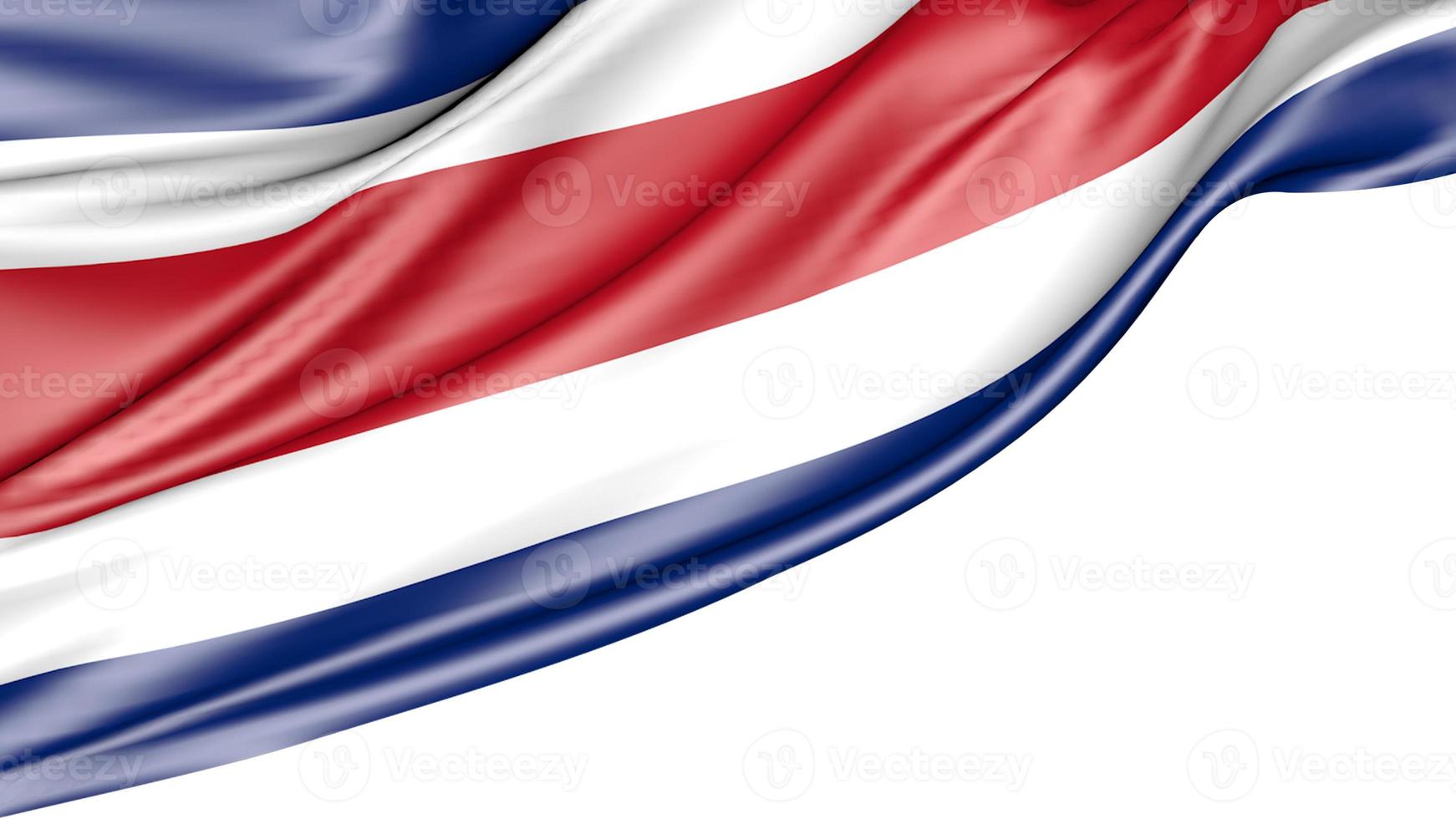 Costa Rica Flag Isolated on White Background, 3D Illustration photo