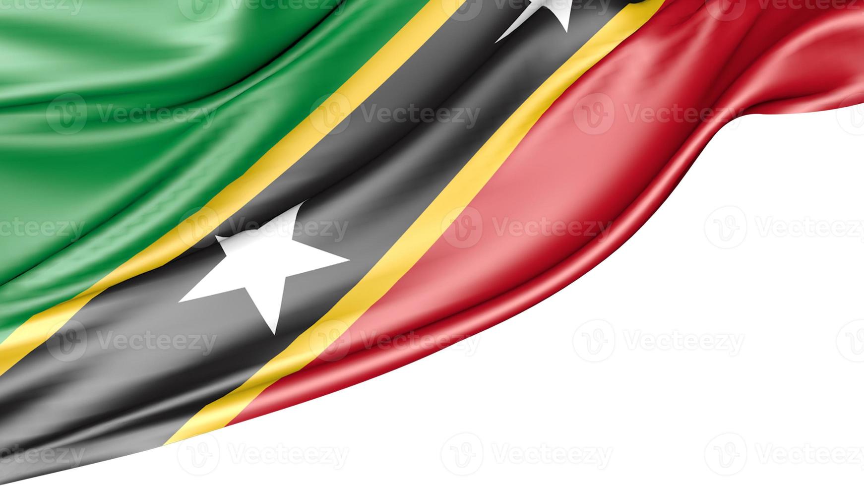 Saint Kitts and Nevis Flag Isolated on White Background, 3D Illustration photo