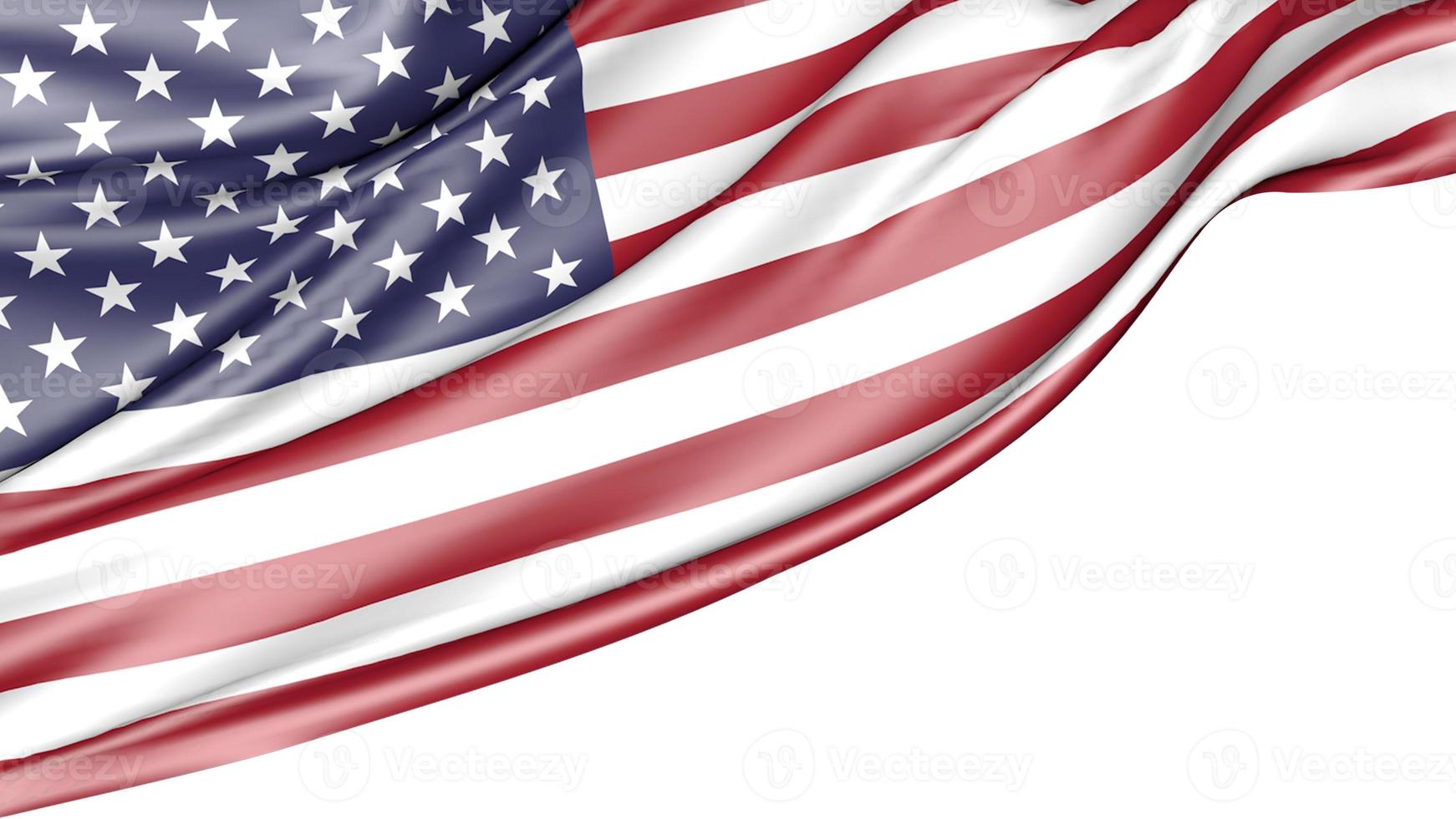 United States of American Flag Isolated on White Background, 3D Illustration photo