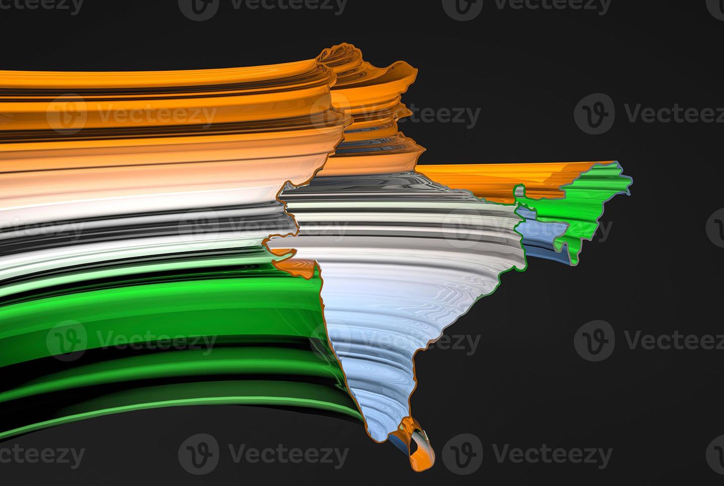 incredible india Indian map with tri color 3d rendering 3d render images photo