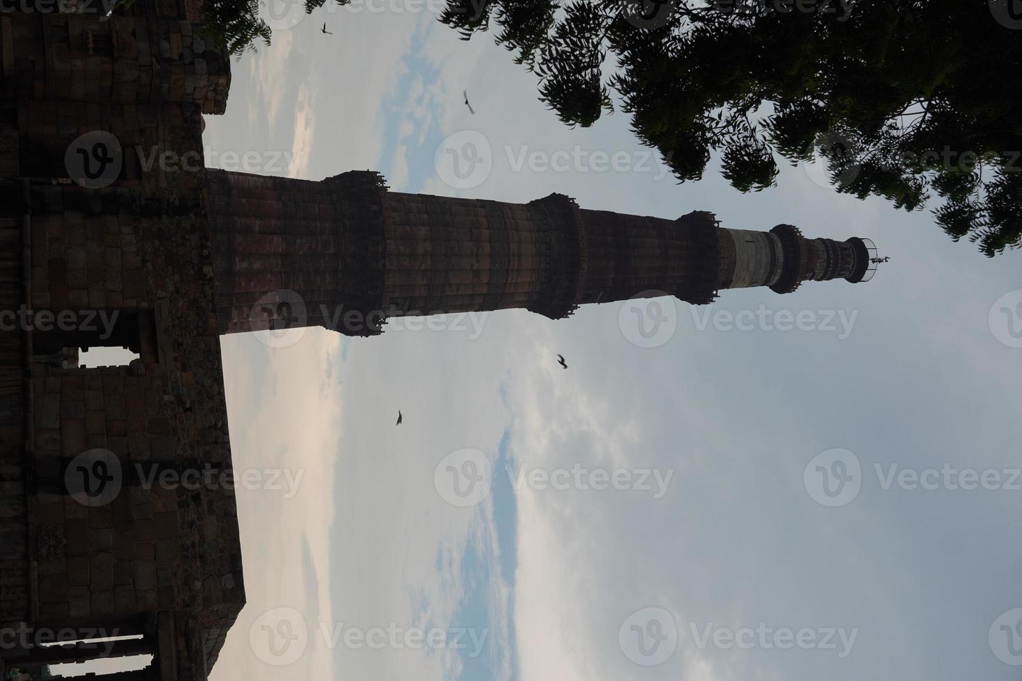 Closeup view of Qutub Minar- Qutab Minar Road, Delhi image photo