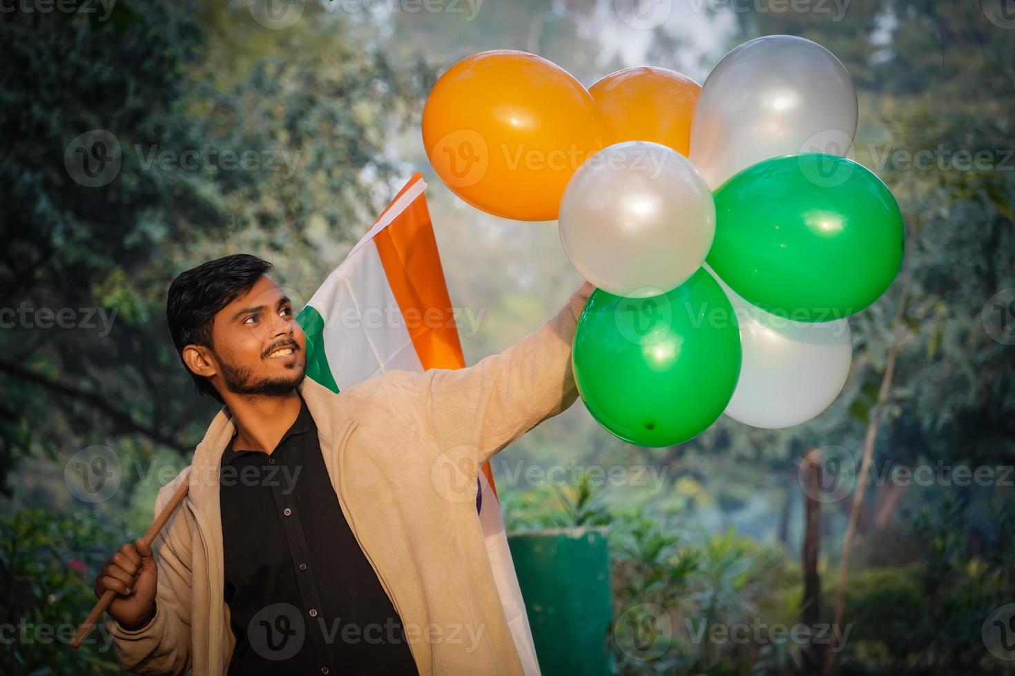 Indian Republic day image , 26 January . Indian Independence Day image with colorful balloons in colors of Indian flag photo