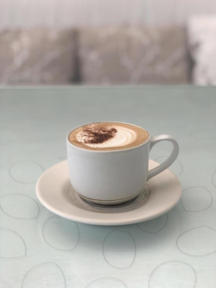 hot coffee cup table photo