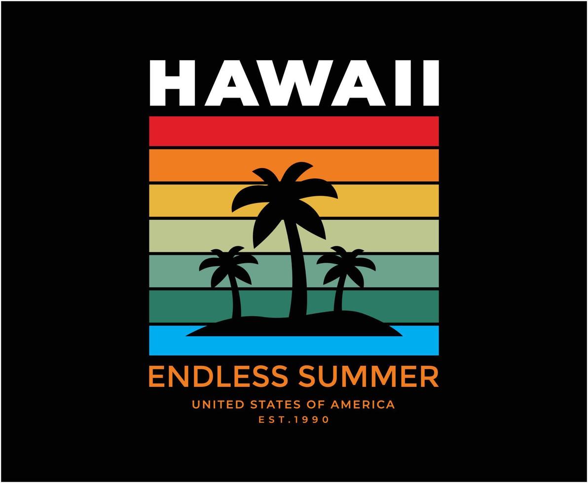 diseño de camiseta de vector de verano de hawaii para imprimir