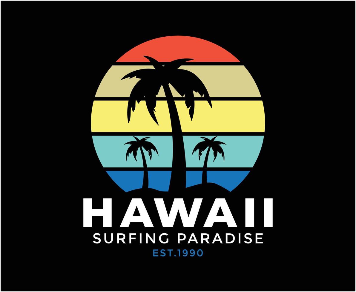 diseño de camiseta de vector de verano de hawaii para imprimir