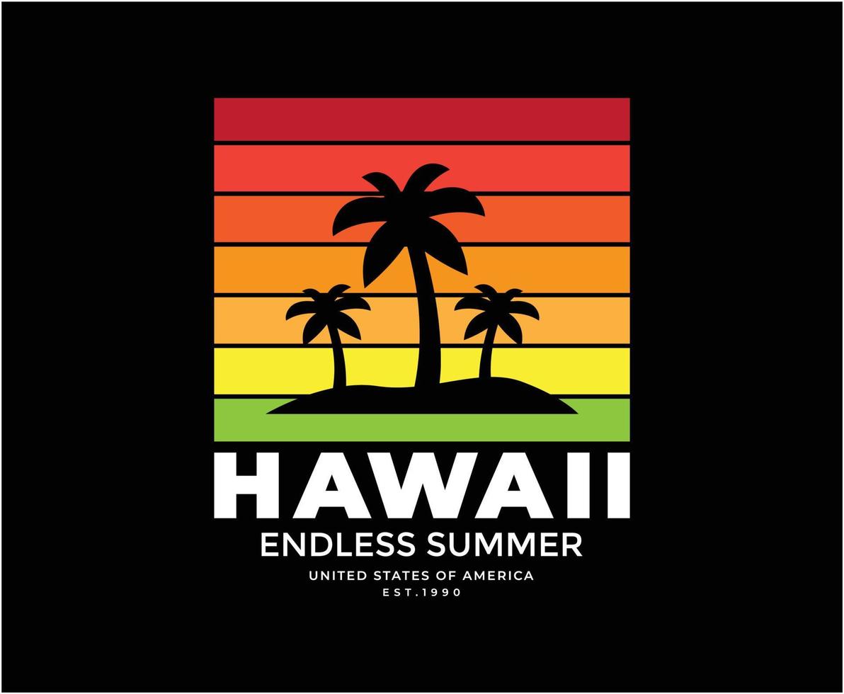 diseño de camiseta de vector de verano de hawaii para imprimir
