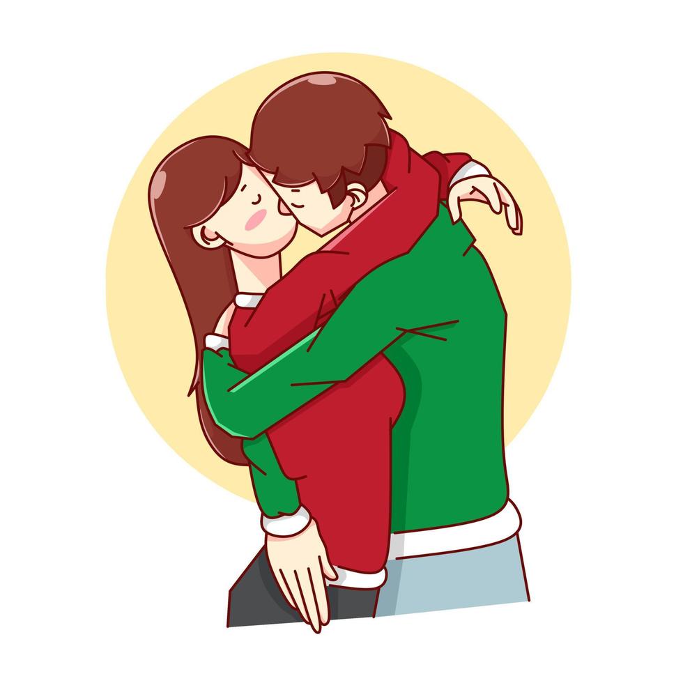 couple characters are making love. Valentine's decoration kawaii design vector