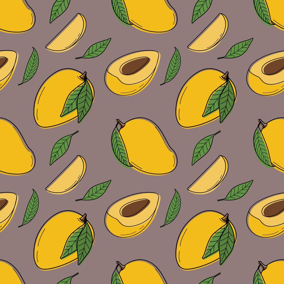 Painted seamless mango background, abstract repeating pattern. mango pattern. For paper, cover, fabric, healthy food background, gift wrapping, wall art, interior decor. Illustration of food. vector