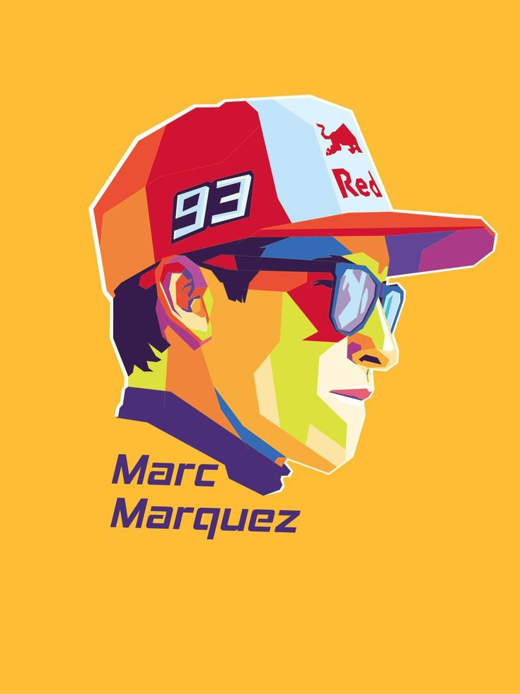 marc marquez alenta un corredor de motogp en ilustración de arte pop o wpap vector