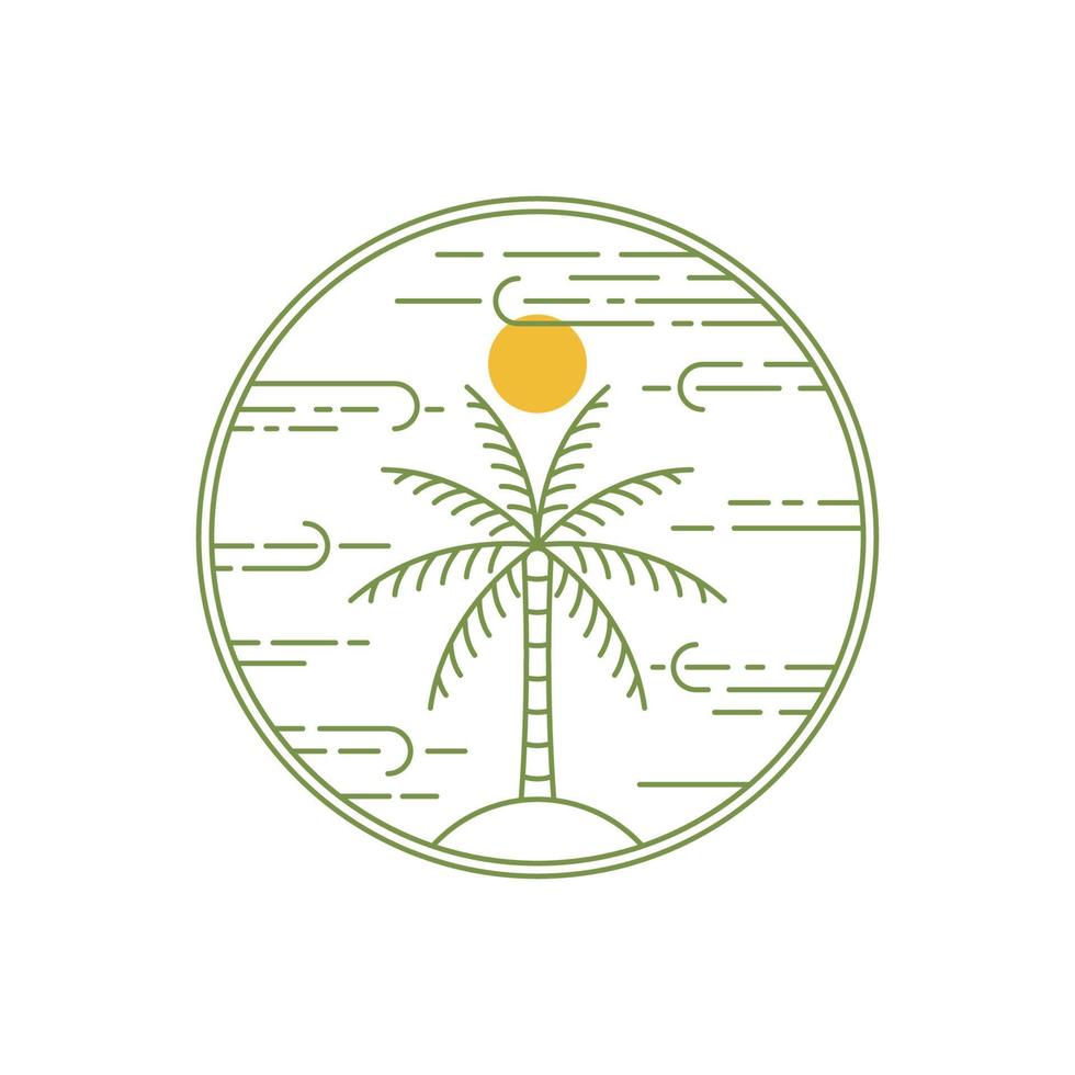 diseño de ilustración vectorial del logotipo de arte de línea de árbol de coco, coco con logotipo de playa en estilo de arte de línea para la inspiración de la plantilla de diseño vector