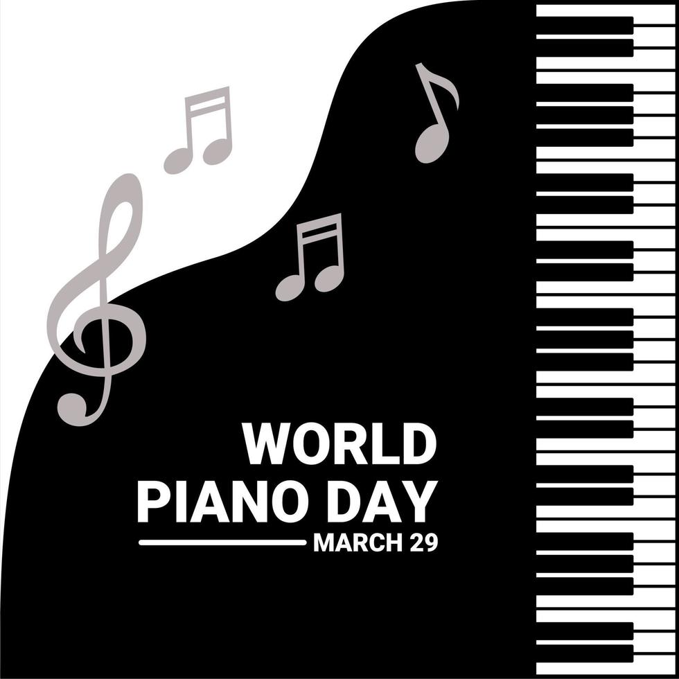Vector illustration of a grand piano top view, as a banner or poster, world piano day.