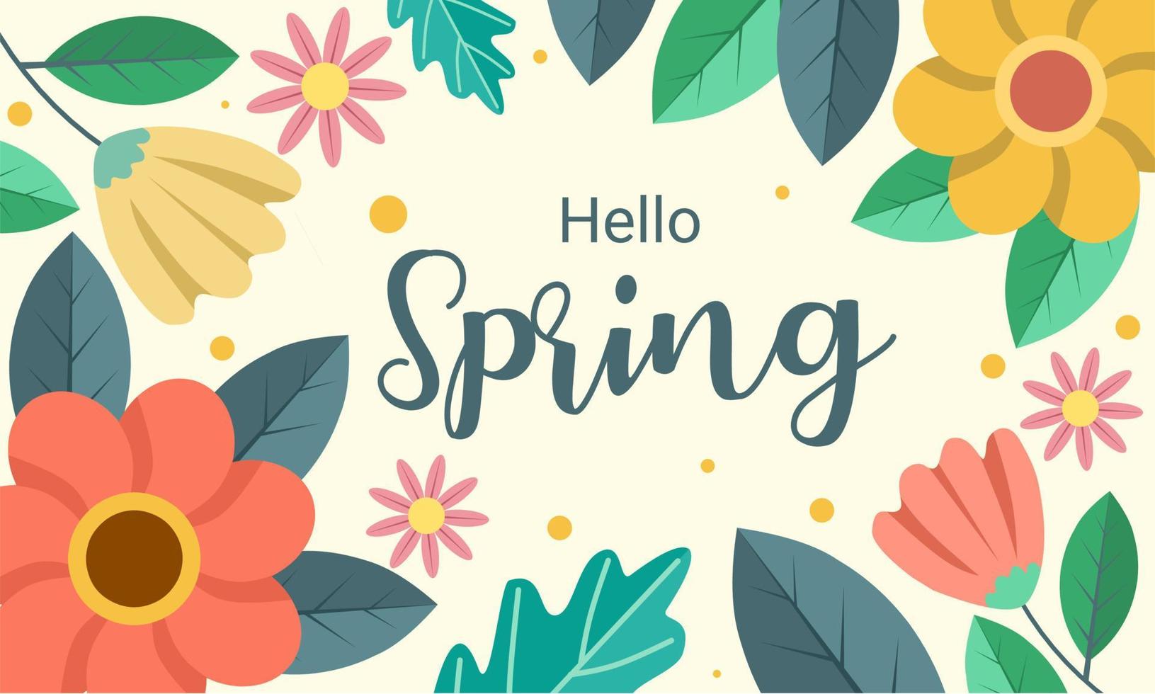 Hello spring banner, trendy texture, fashionable style. flower vector. vector