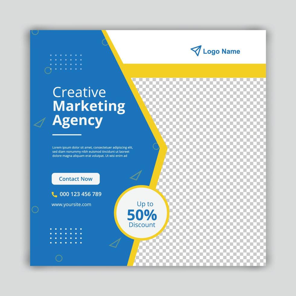 Creative marketing social media post template design vector