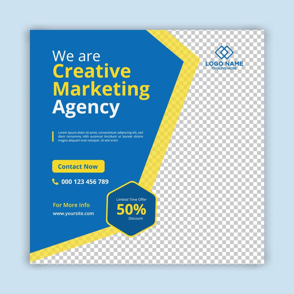 Creative marketing social media post template design vector