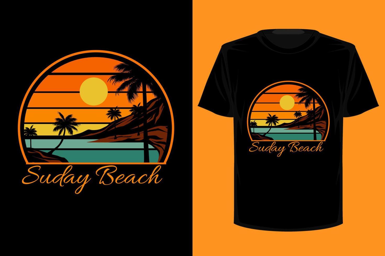 diseño de camiseta vintage retro de Sunday Beach vector