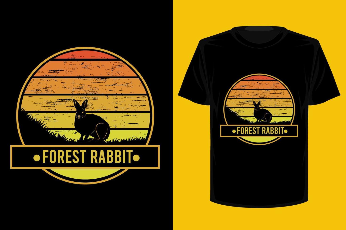 Forest rabbit retro vintage t shirt design vector