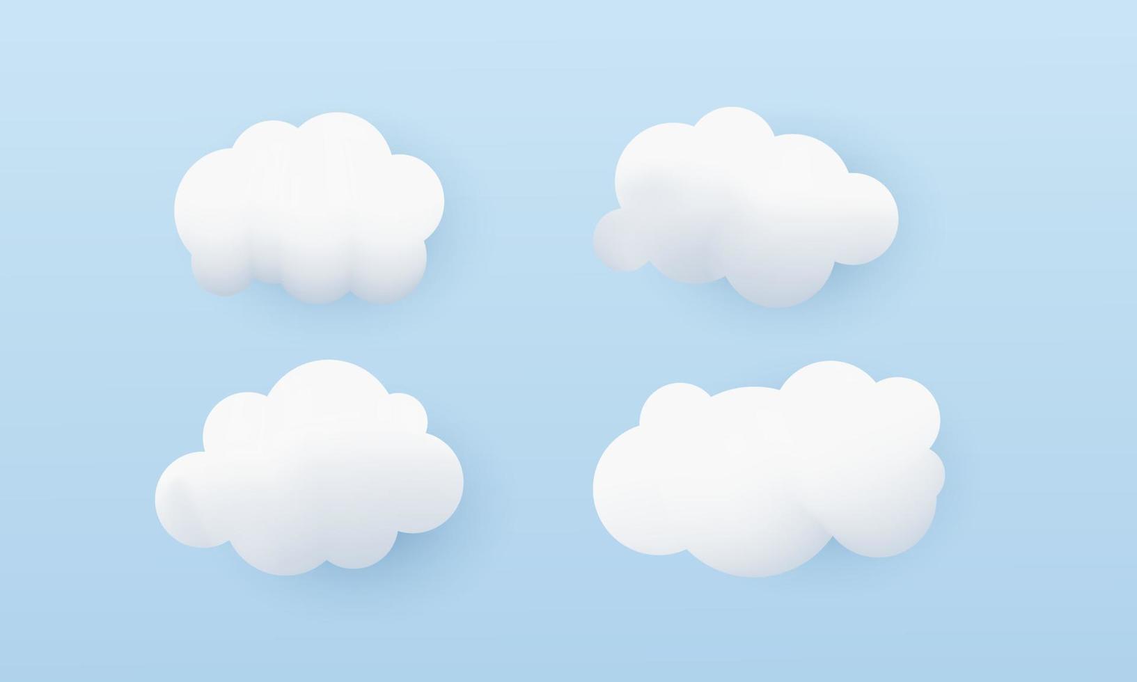 3d white clouds set isolated on blue background vector