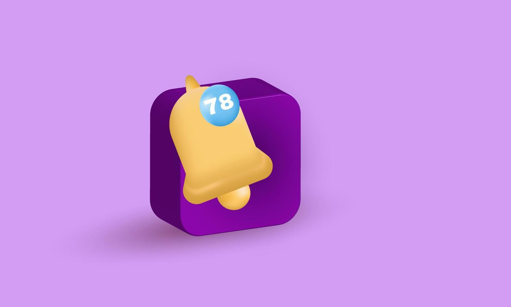 3d ringing bell icon notification vector