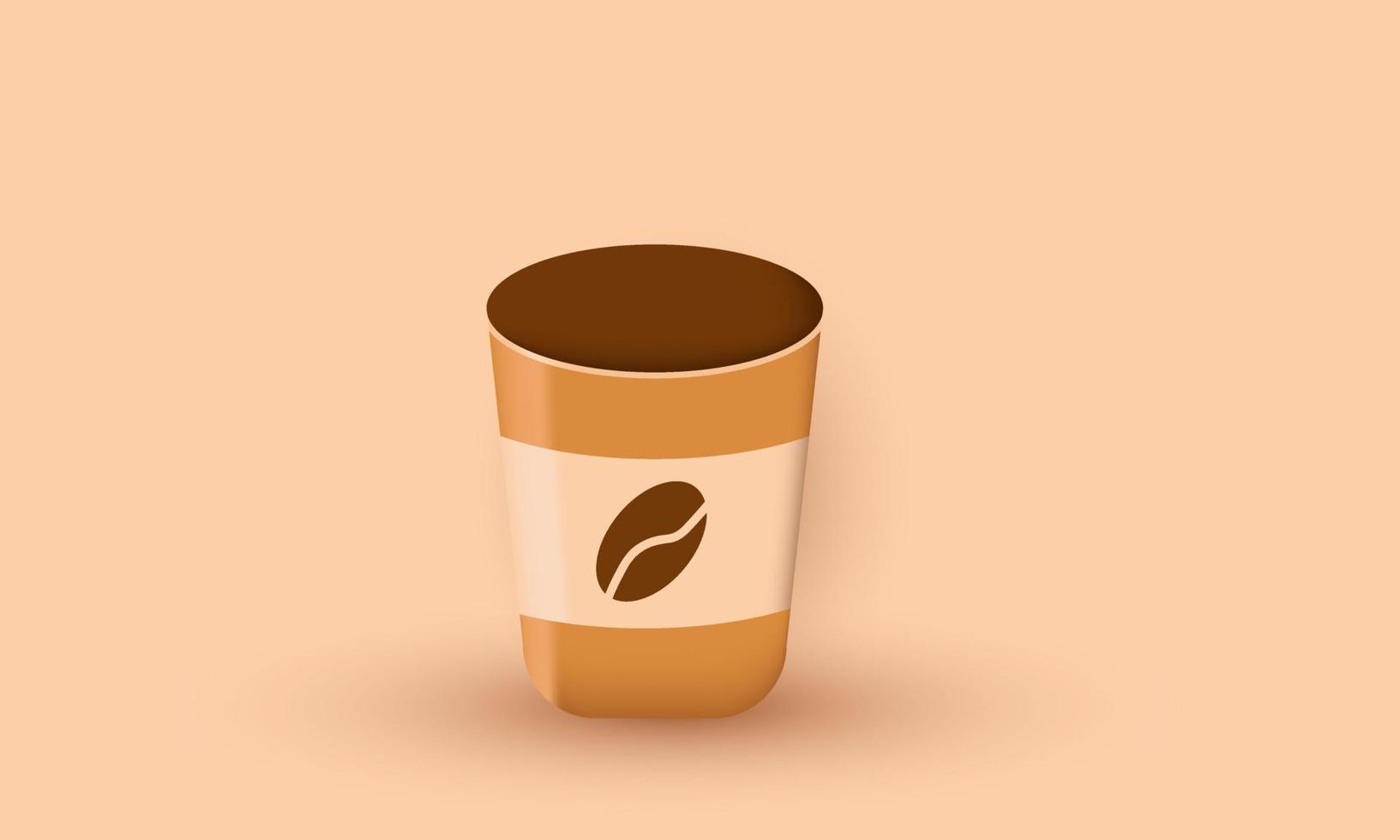 Icono de diseño de café desechable de diseño 3d aislado en marrón vector