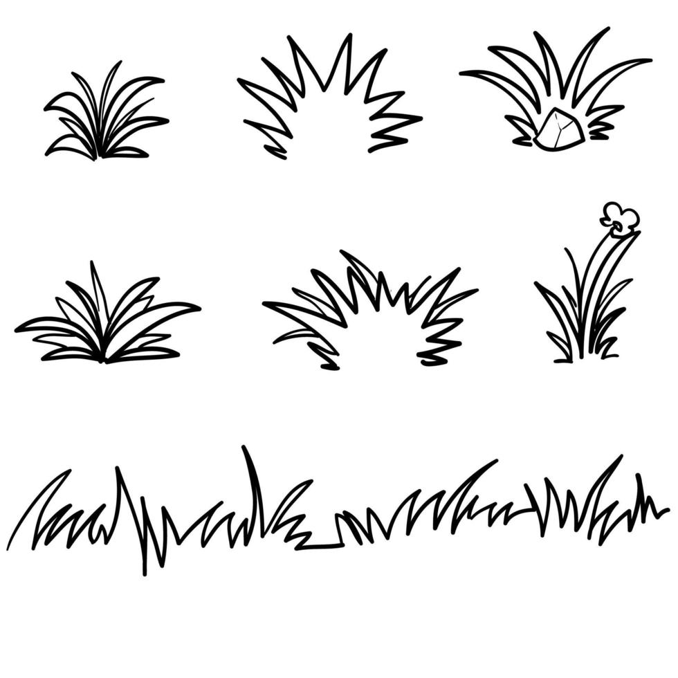doodle grass illustration collection handdrawn style vector