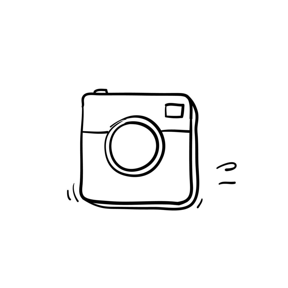 digital camera icon doodle handdrawn style vector