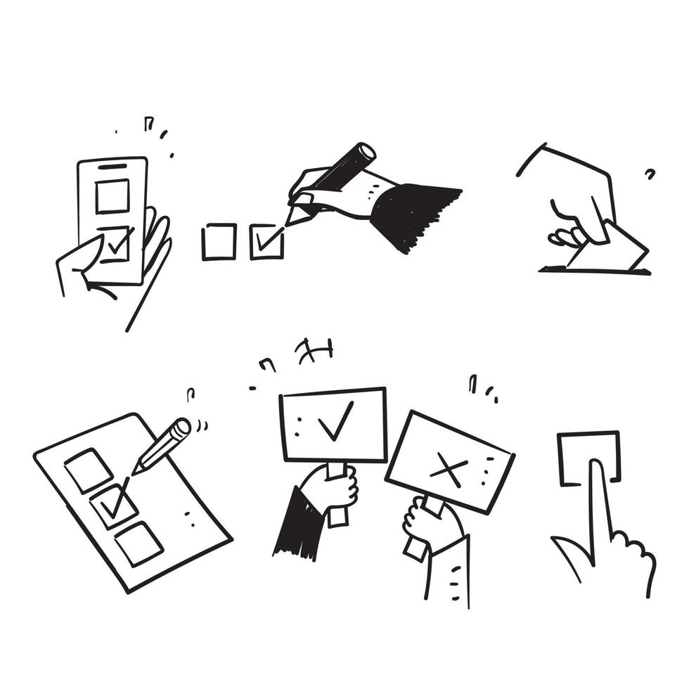 hand drawn doodle Simple Set of Voting Related illustration vector isolated