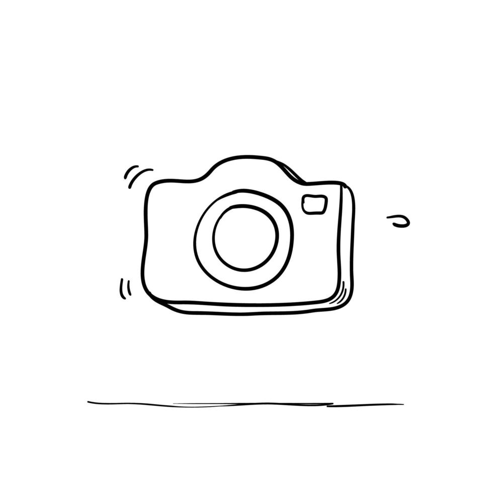 Photo camera vector icon with handdrawn doodle style vector isolated on white