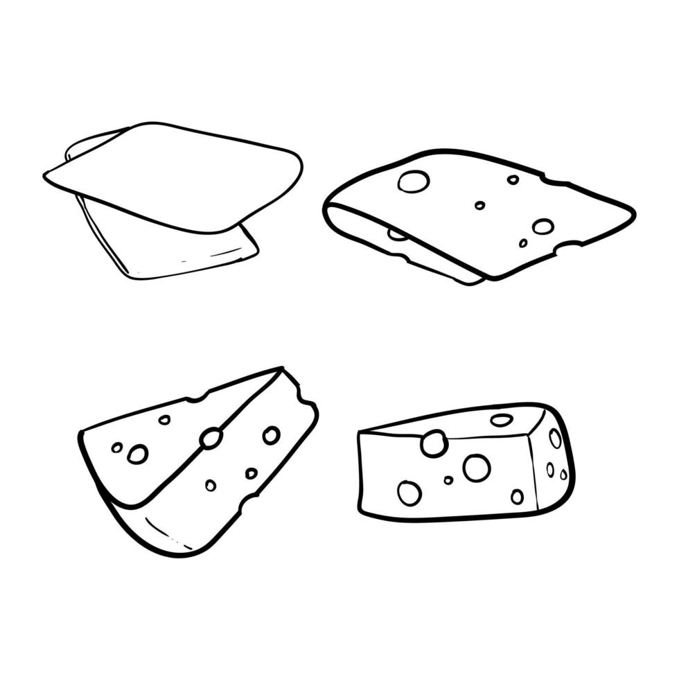 Hand drawn cheese icon doodle vector illustration isolated on white background
