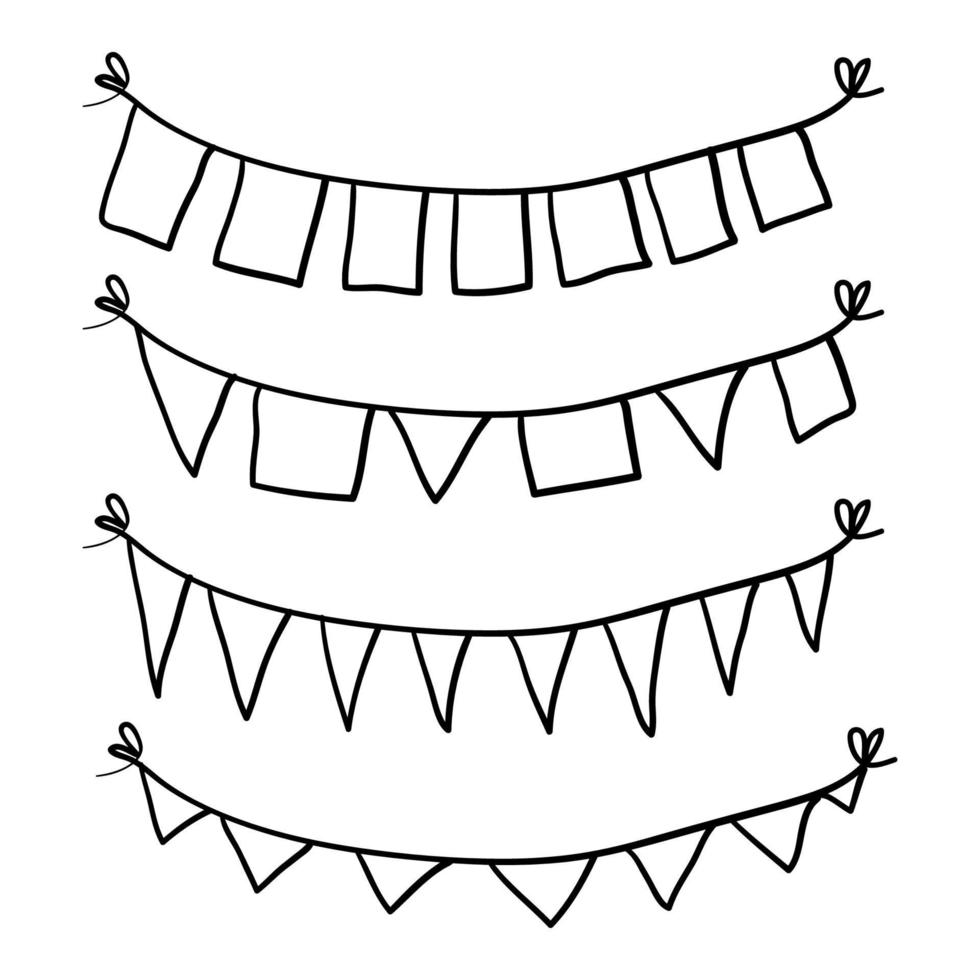 doodle garland flag illustration with hand drawn doodle style vector