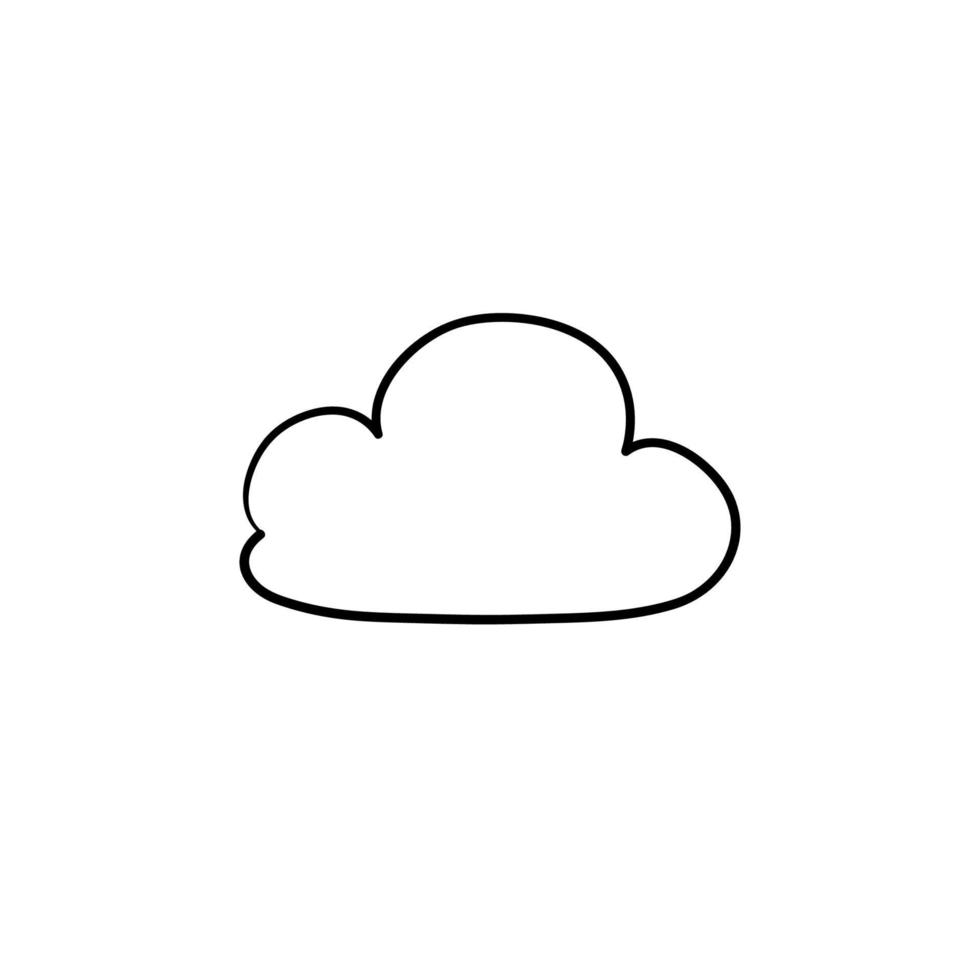 Cloud icon with hand drawn doodle cartoon style illustration isolated on white background vector