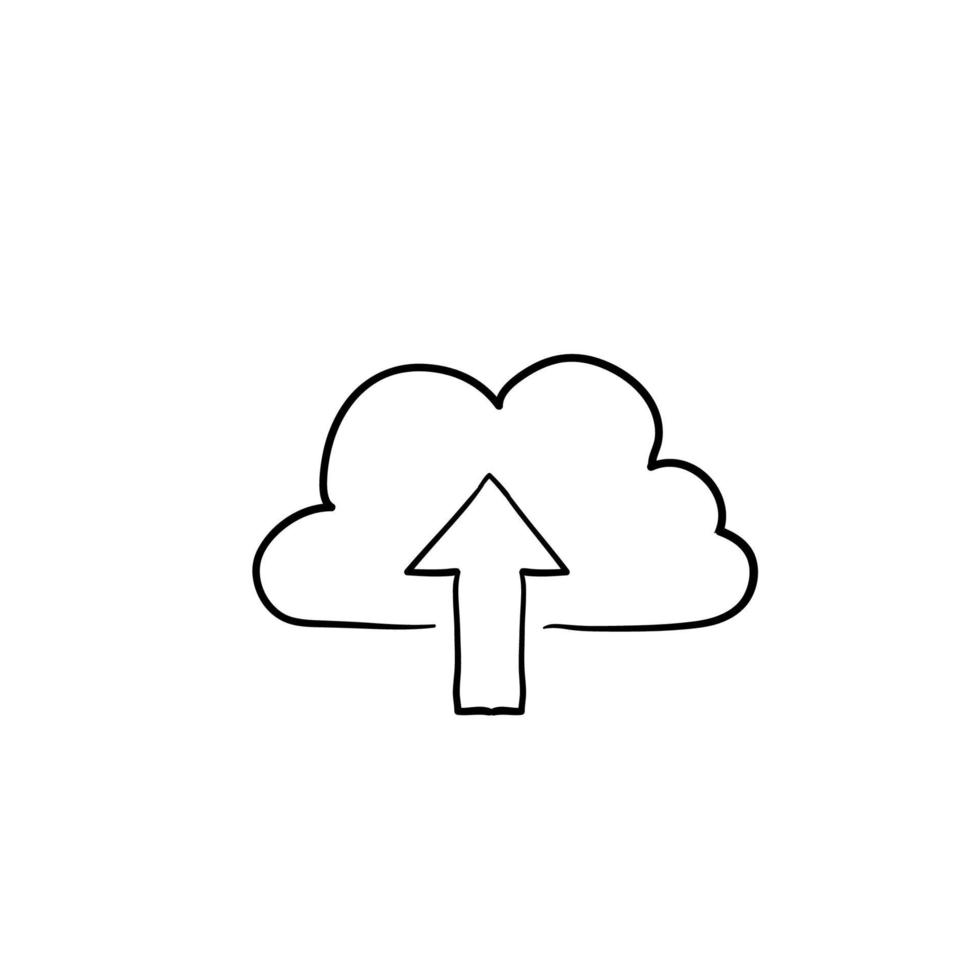upload icon illustration with hand drawn doodle style isolated vector