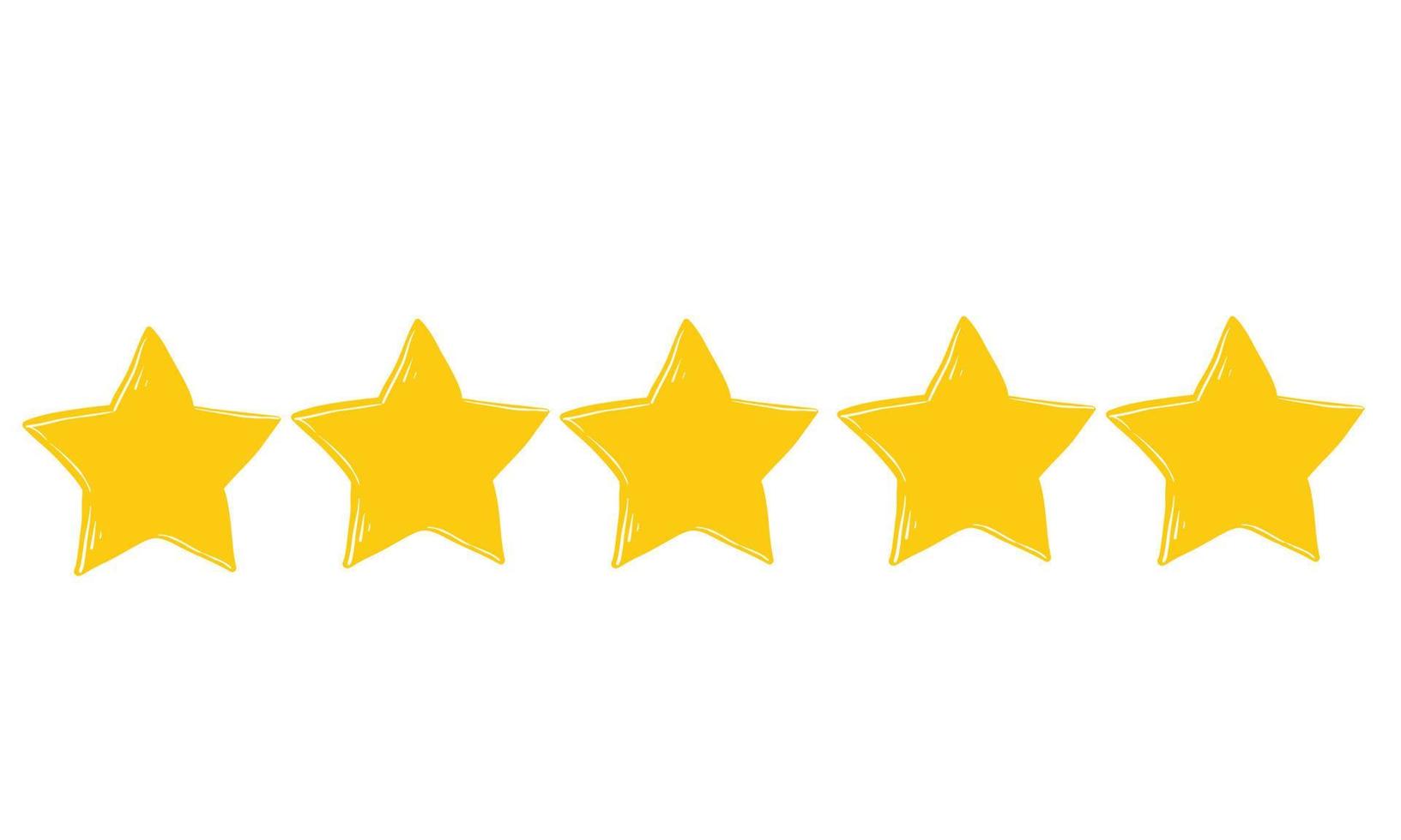 doodle Stars rating icon set. Gold star icon set isolated on a white background with hand drawn style vector
