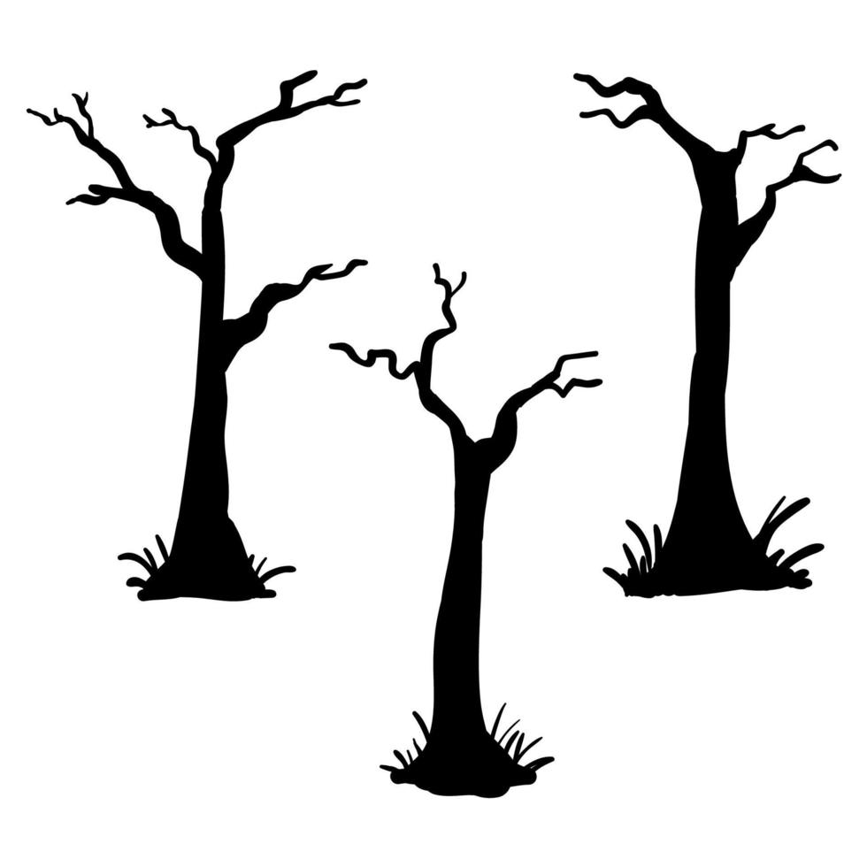 Collection of trees silhouettes handdrawn doodle vector