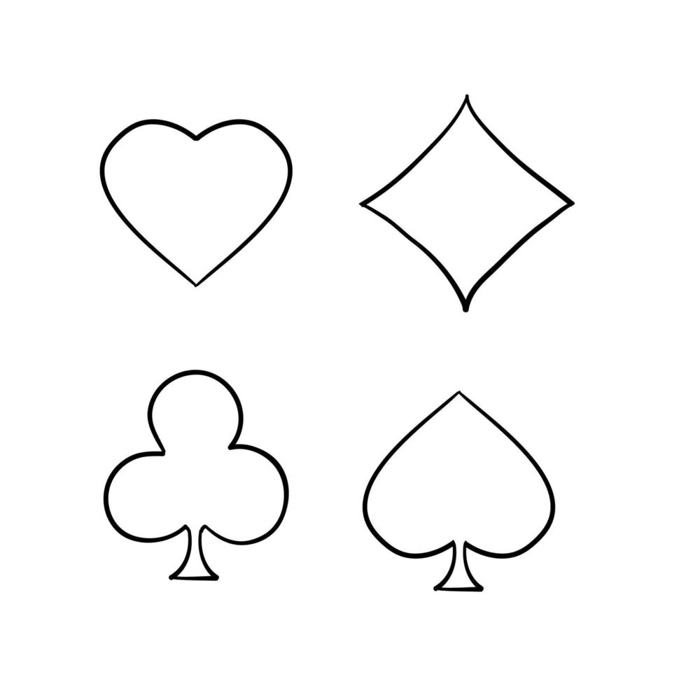 icono de casino de naipes con vector de estilo de garabato dibujado a mano