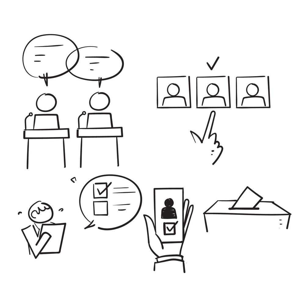 hand drawn doodle Simple Set of Voting Related illustration vector isolated