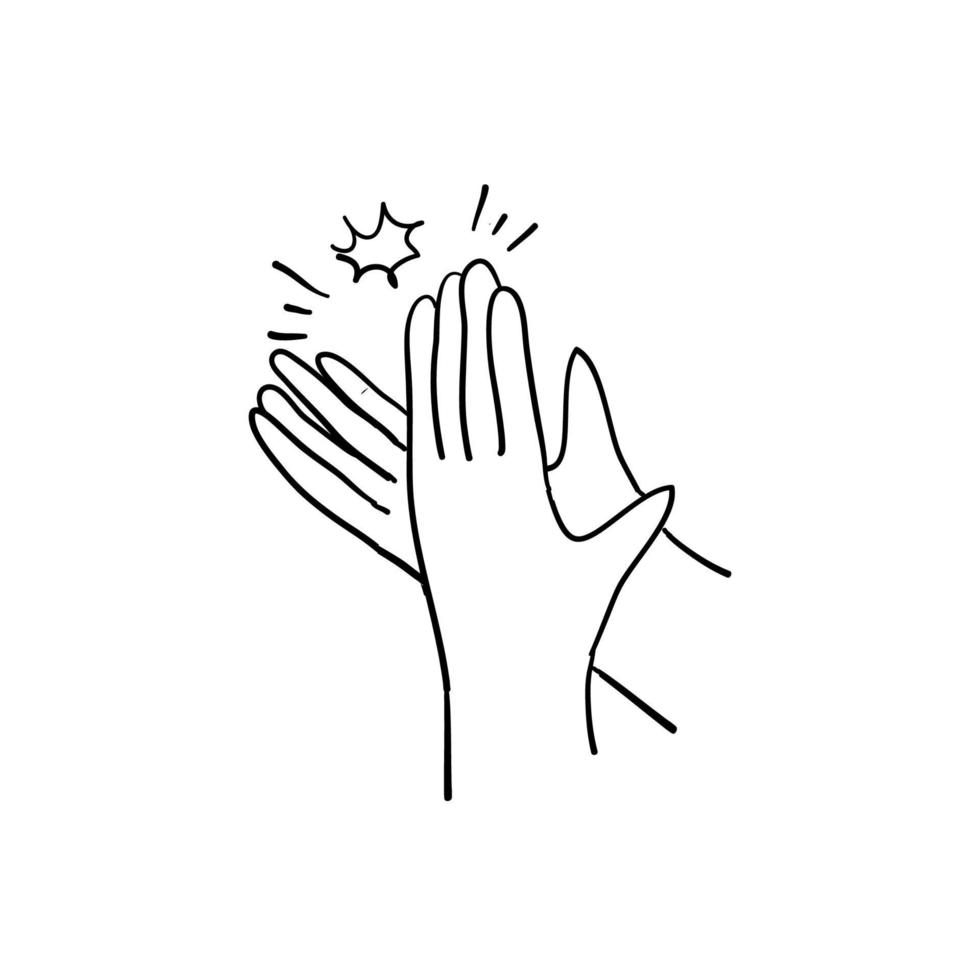 ilustración de aplausos de mano con estilo de garabato dibujado a mano vector