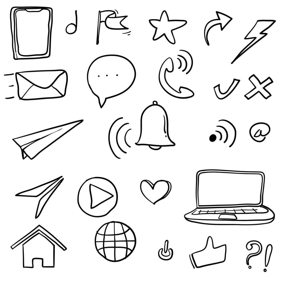 colección de iconos de redes sociales con estilo dibujado a mano utilizado para impresión, web, móvil e infografía. ilustración vectorial vector