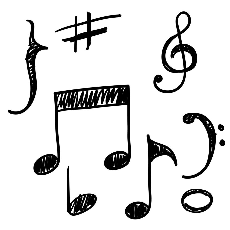 Note Music Icon Vector Design with handdrawn doodle style